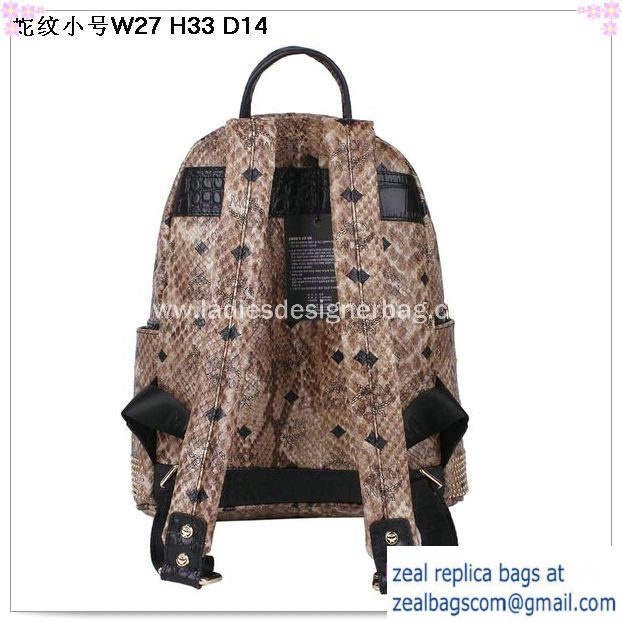 High Quality Replica MCM Armour Small Backpack Snake Leather MC2095S Brown